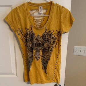 Affliction Women's Mustard Wing Graphic Tee